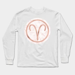 Rose Gold Marble Zodiac - Aries Long Sleeve T-Shirt